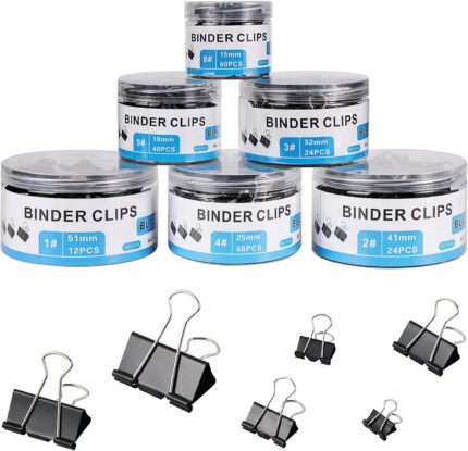 208 PCS Binder Clips Paper Clamps Assorted Sizes
